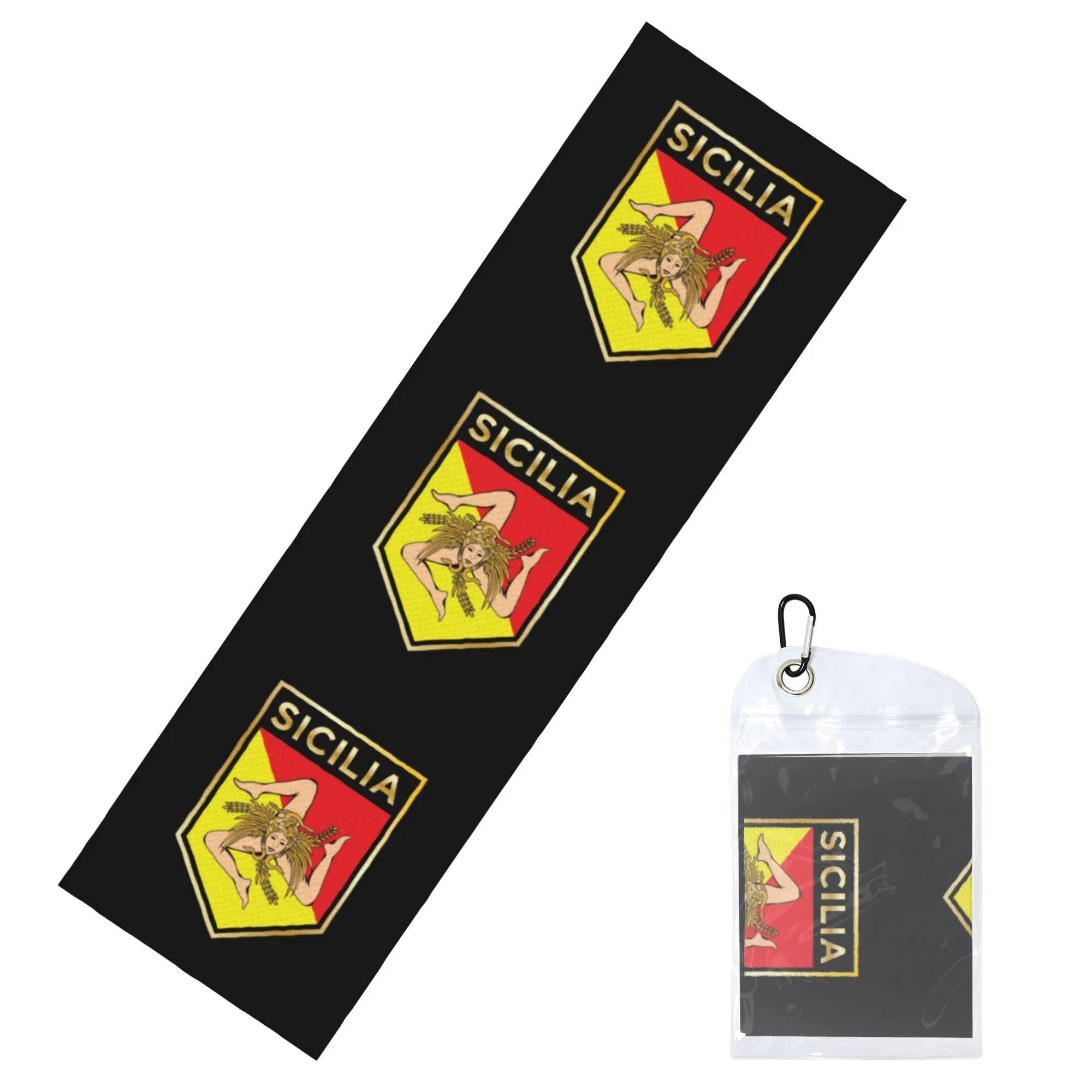 Sicilan Shield Cold Exercise Towel  Trinacria Sicily Flag Super Soft Breathable Instant Cooling Towel Yoga Towels