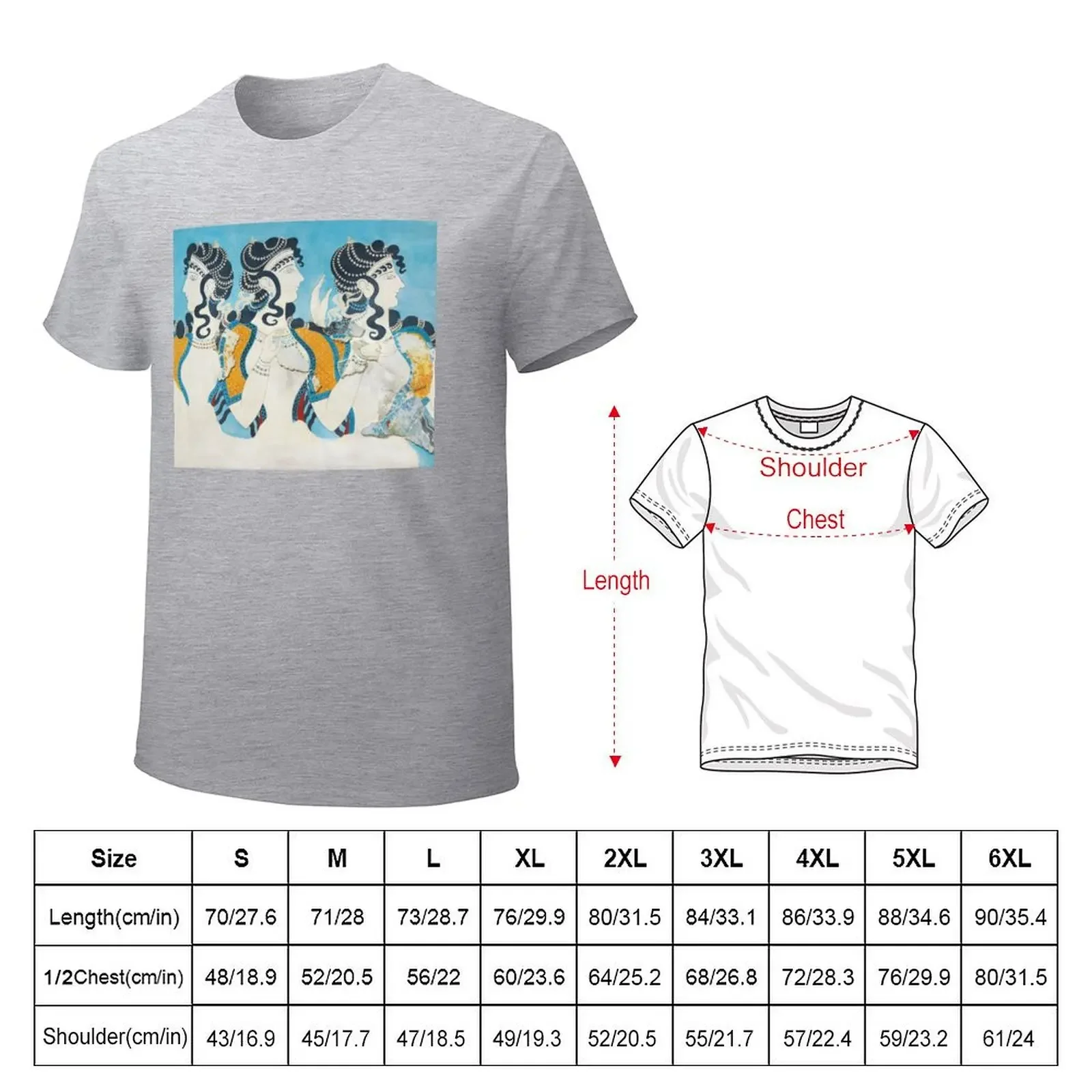 Minoan Fresco Ladies in Blue Knossos T-shirt plus sizes heavyweights vintage clothes anime mens cotton t shirts