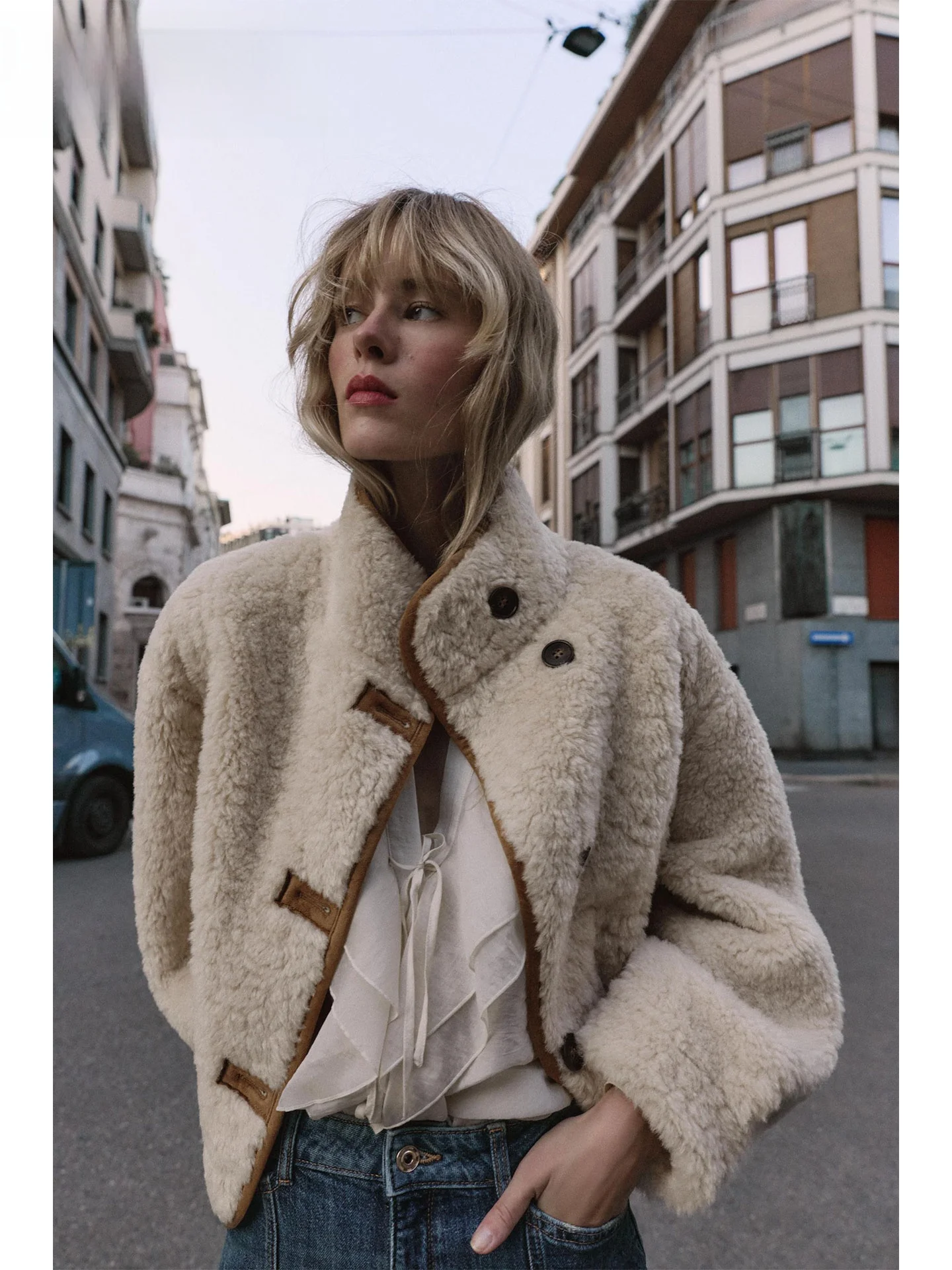 Modny dwustronny płaszcz Fce Jaet Zaprha 2025, nowa kolekcja jesień, damski płaszcz casualowy, odzież wierzchnia w stylu Sli Trend.