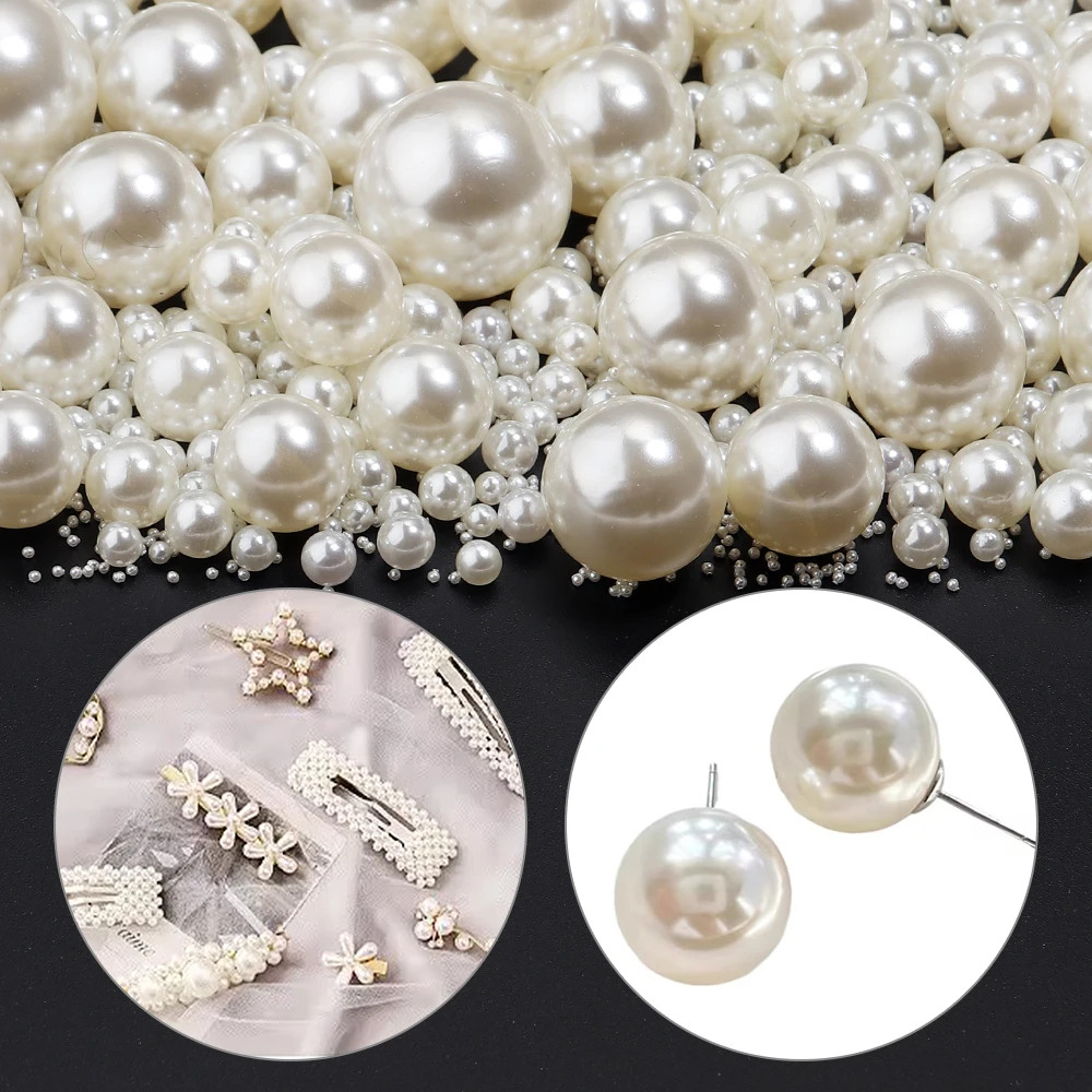 10-1000pcs/lot ABS Imitation Pearls Beads No Hole Loose Spacer Beads for Jewelry Making DIY Bracelet Necklace Accessories
