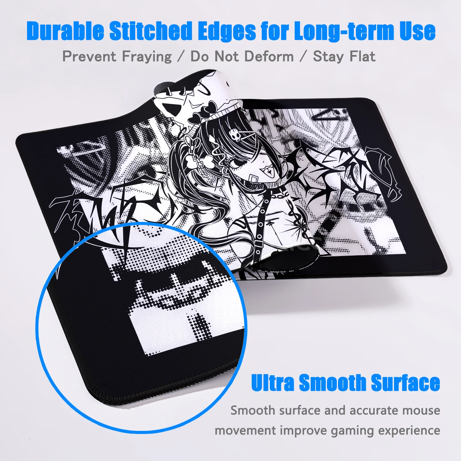 Gothic Anime Girl Mouse Pad Pink Mousepad Big Mouse Mat Computer Large Playmat Rubber Rug Desk Mat Girls Design 90x40 Mausepad