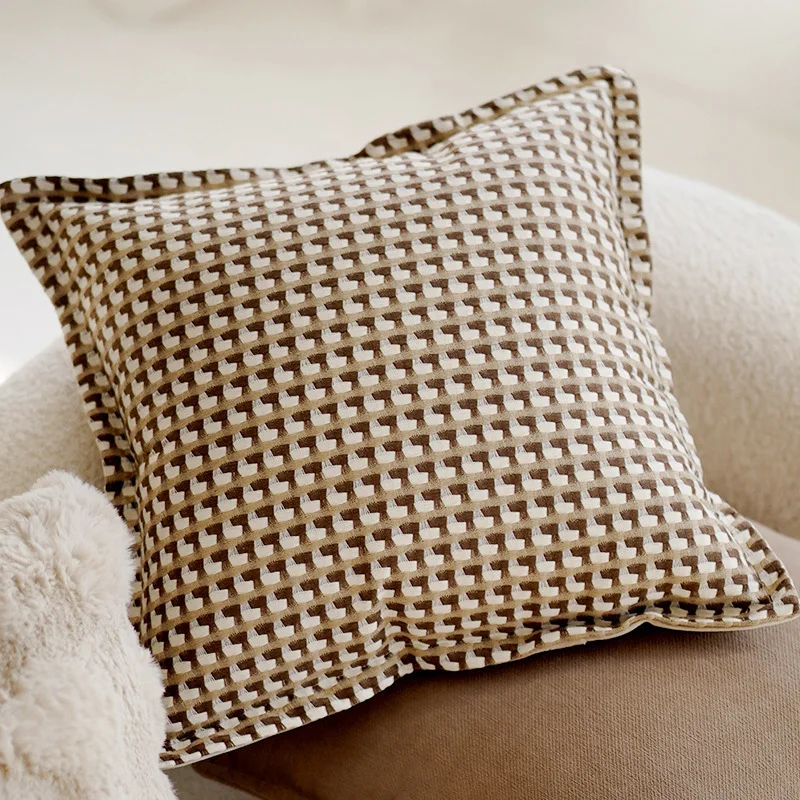 45x45CM Retro Style Knotted Throw Pillow Cover Cream Simple Stamping Waist Cushion Cover Decor Home Decorative Pillowcase