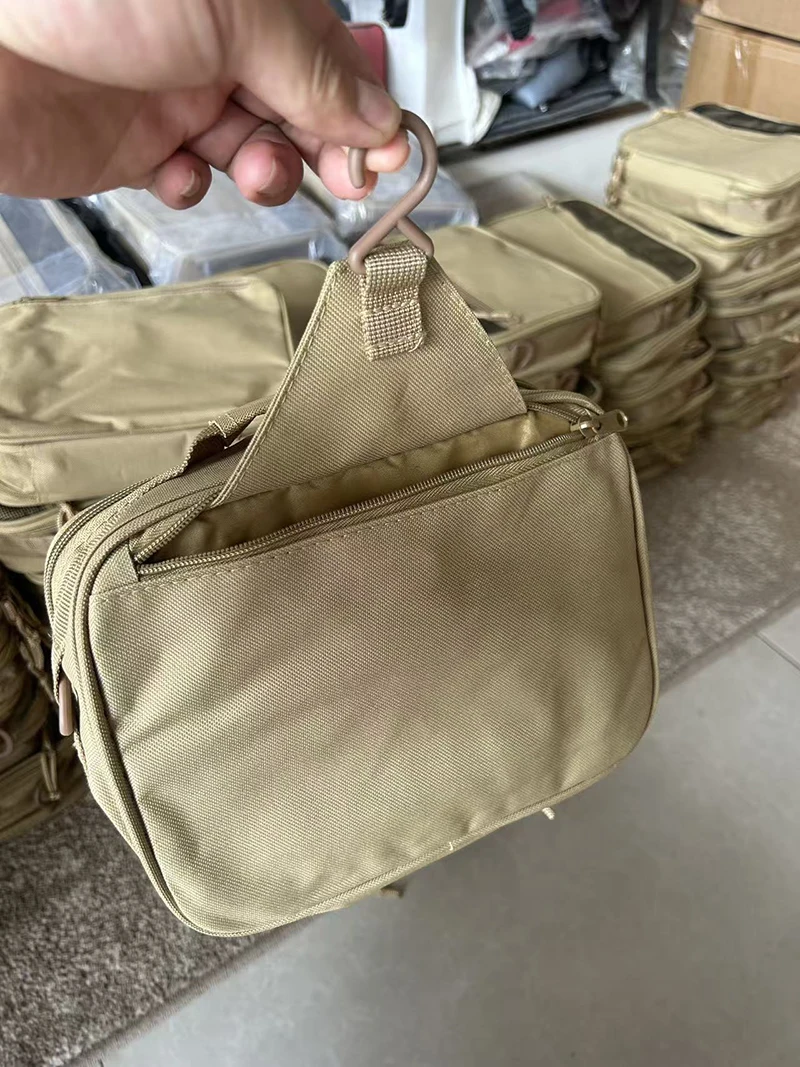 Tragbare Herren-Toilettentasche aus Oxford-Gewebe, Khaki, Reise-Organizer mit mehreren Taschen, hängende Waschtasche für Outdoor-Aktivitäten, Angeln und Kurzreisen – Detail 19