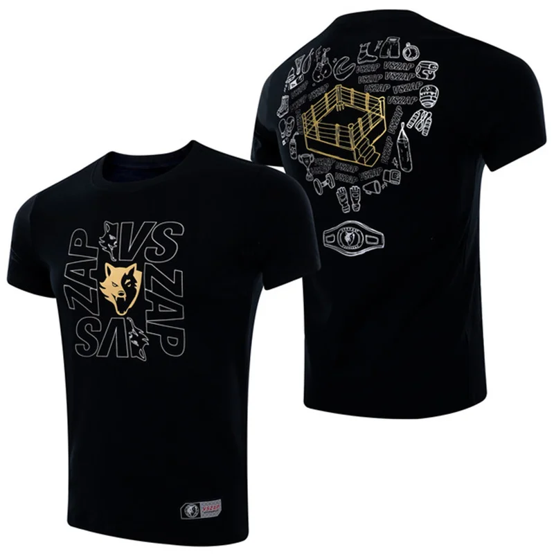 Herren Muay Thai T-Shirt Sommer Schnelltrocknend Bequemes Atmungsaktives Shirt Modisches Fitness-T-Shirt Lässiges O-Ausschnitt Kurzarm-Oberteil – Detail 6