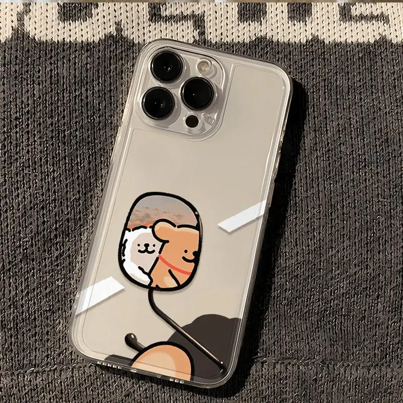 Couple Puppy Case for iPhone 16 casing 14 13 12 11 15 Pro Max Xs XR 8 7 Plus Shockproof Screen Protector cover