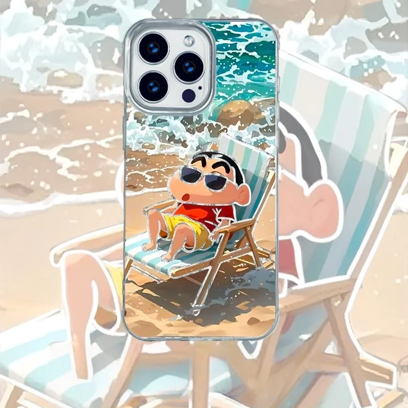 Holiday Crayon Shin-chan Handyhülle für iPhone 17Pro 16 15 14 13 12 11 17 Pro Max Plus Air Mini Sunbathing Shinchan Rückseite