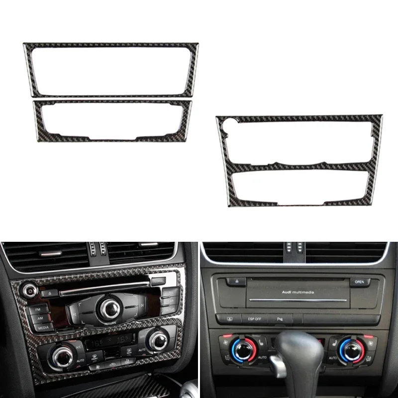 

Car Styling Real Carbon Fiber Center Control CD Panel Cover Trim For Audi Q5 A4 B8 A5 2010 2011 2012 2013 2014 2015