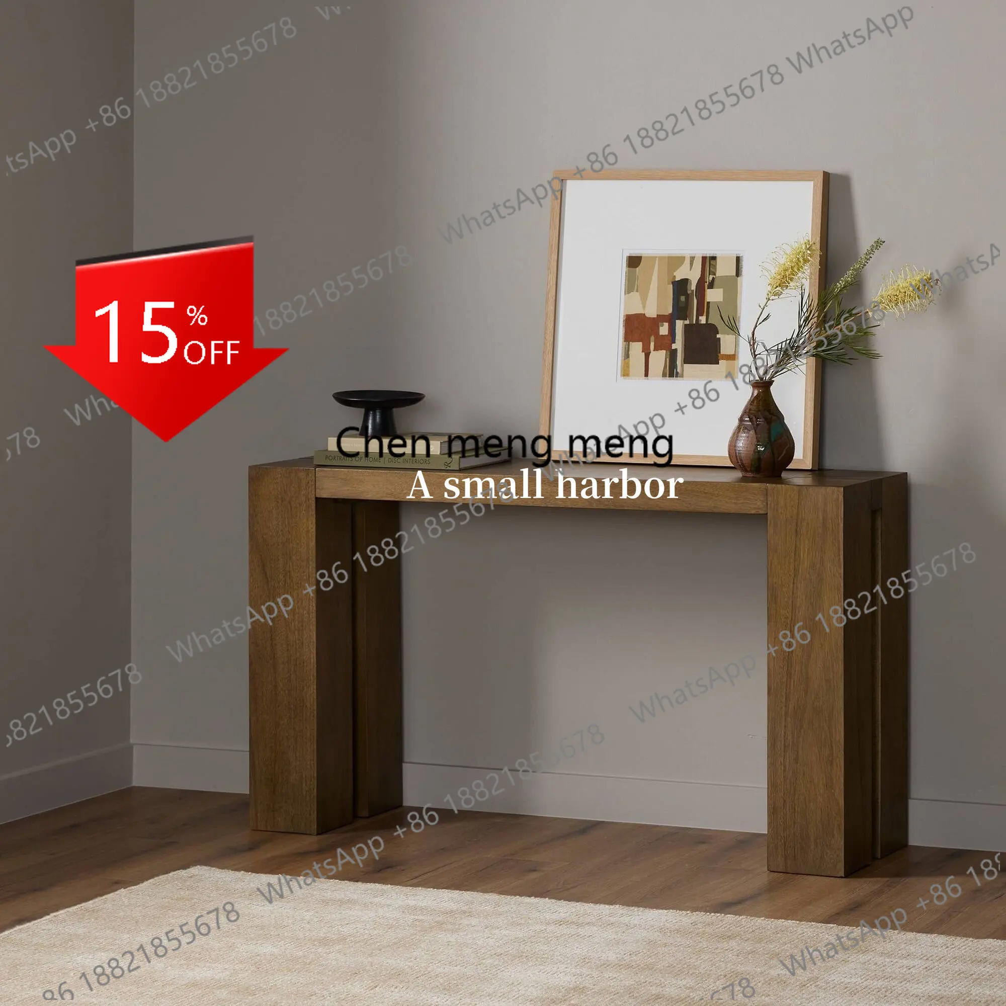 M85 Second-hand entrance table, wabi-sabi style, retro solid wood view, Taipei European entrance cabinet