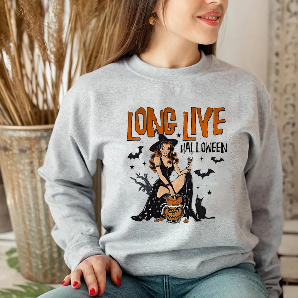 Long Live Halloween Sweatshirt Vintage Halloween Shirt Witch Shirt Spooky Season Sweater Gothic Long Sleeves Sweatshirt Fan Gift