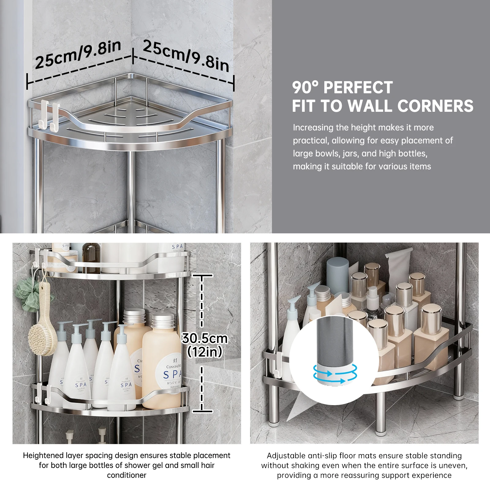 رف زاوية للحمام من الفولاذ الم - مراجعة Home Bar Shelves وسعره