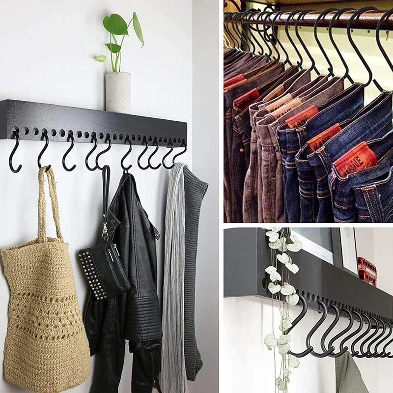 10 Stück S-Haken aus Edelstahl, multifunktionales Hängeregal, platzsparend, für Küche, Badezimmer, Pflanzen, Taschen, Handtücher, Aufbewahrung – Detail 2