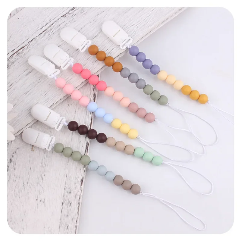 Kissteether Baby Pacifier Clip Chain Newborn Anti-drop Nipples Dummy Holder Pacifiers Clips Kids Adjustable Nipple Holders