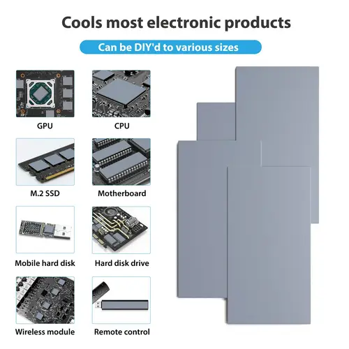 Imagen 2 del producto 24W/MK GPU CPU almohadilla térmica disipador de calor almohadilla de silicona conductora de refrigeración 80x4 0/100x100mm almohadilla térmica de alta calidad aislamiento térmico
