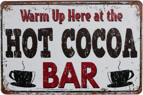 Barra de chocolate caliente, letrero metálico, cartel de arte vintage, placa decorativa para la cocina o el hogar, letrero metálico para colgar en la pared.
