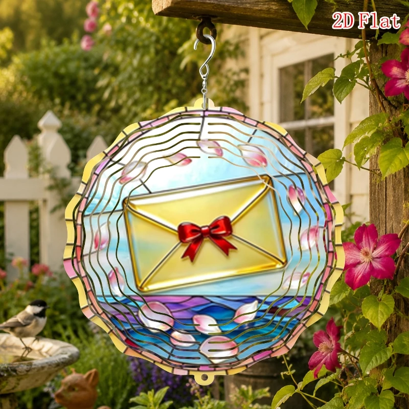 1pc, Floral Letter Theme, 360-Degree Creative Wind Spinner, Outdoor Hanging Wind Chime with Swivel Hook, All-Season Gift