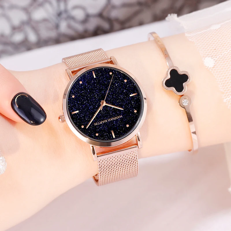 2025 New Women's Luxury Watch Matte Dial Japanese Quartz Movement Stainless Steel Mesh Strap Hannah Martin Brand Original Watch