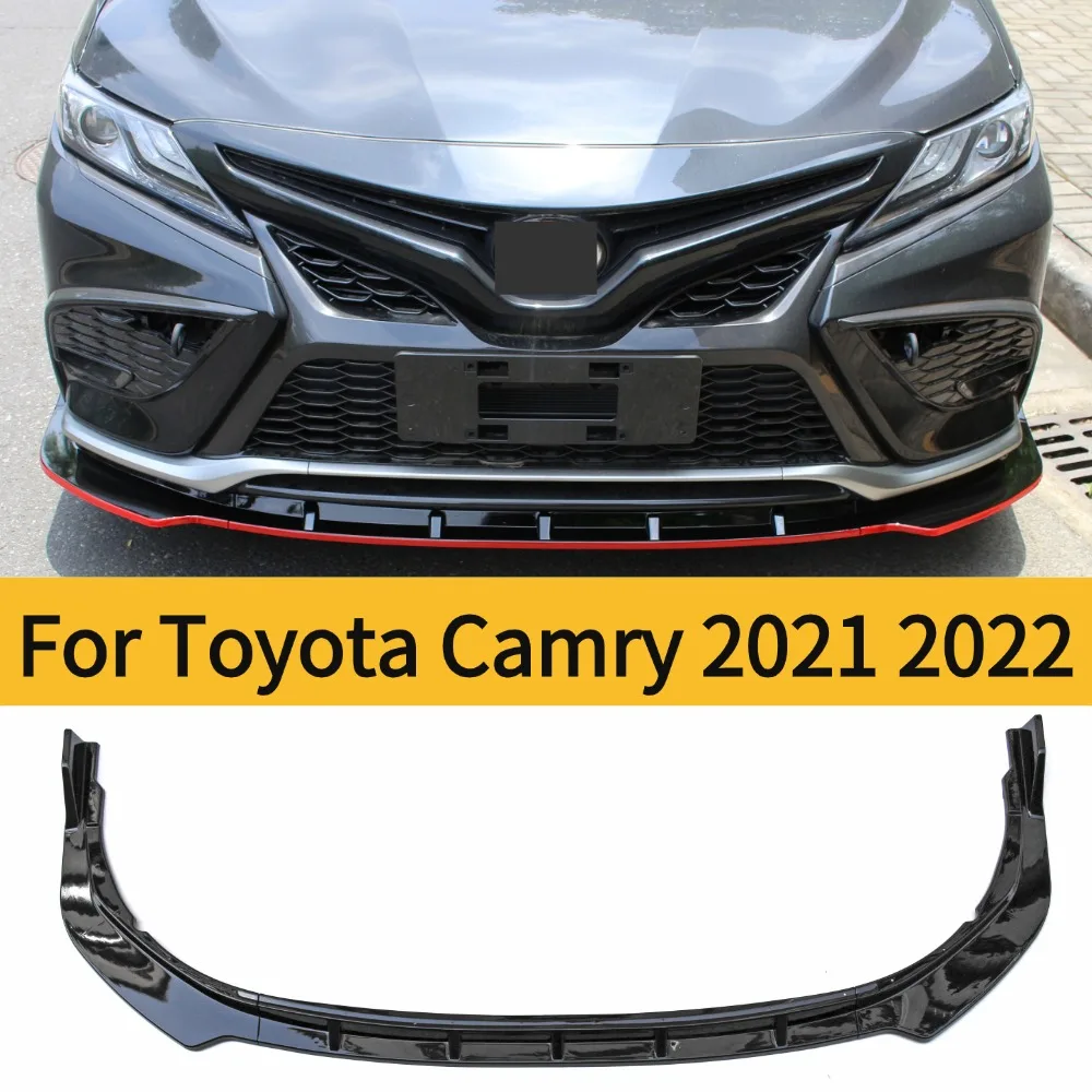 For 2021 2022  3PCS Toyota Camry Front Bumper Lip Chin Splitters Glossy Black ABS Material Decoration Splitter Tuning Accessorie