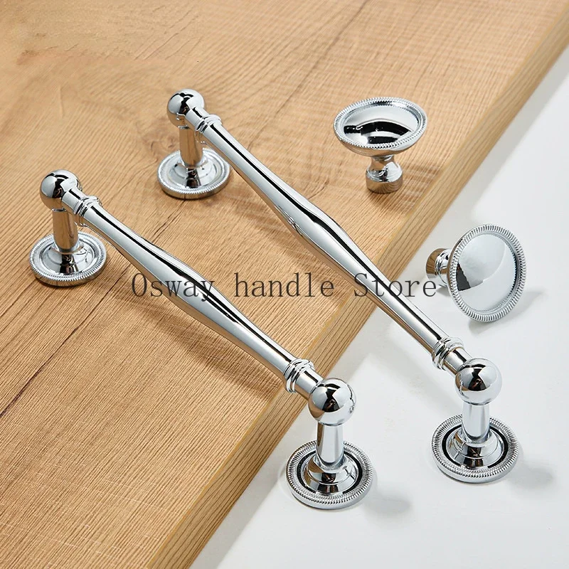 Furniture European Italian high-end solid pure brass silver electroplating French wardrobe medieval furniture drawer strip handl