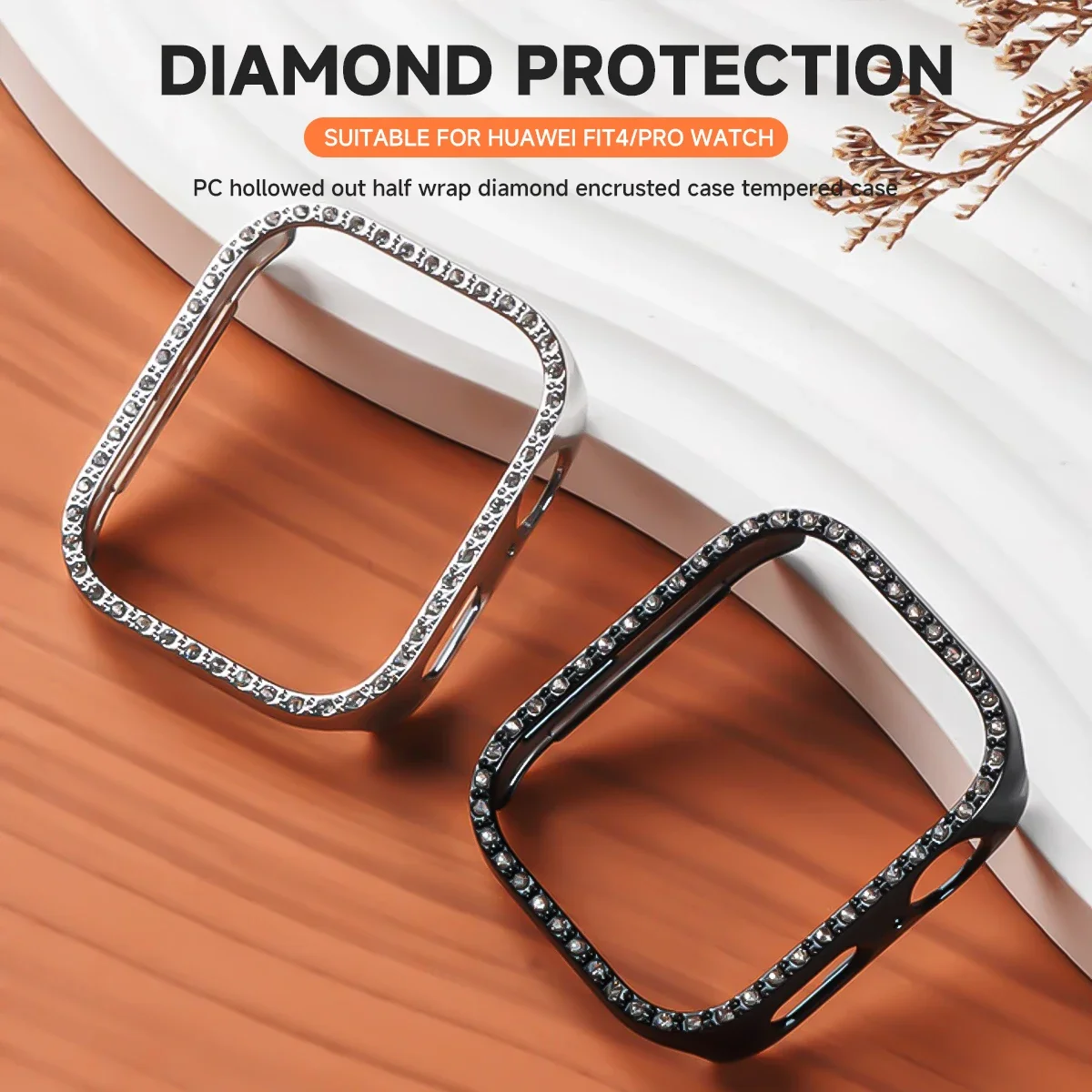 Funda de PC ostentosa para Huawei Watch Fit 4 4Pro, protector de cristal de diamante para Huawei Watch Fit 4 Fit 4Pro, correa protectora de reloj