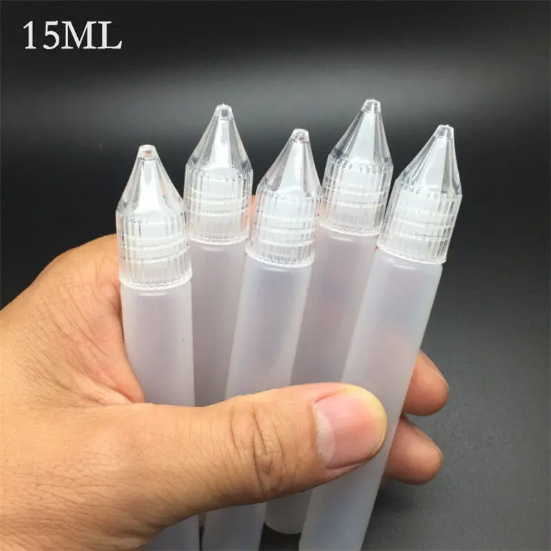 Needle Tip Dropper Bottles 15ml 30ml Empty Plastic Cosmetic Liquid Bottle Unicorn Long Slim Oil Drop Accessories Wholesale