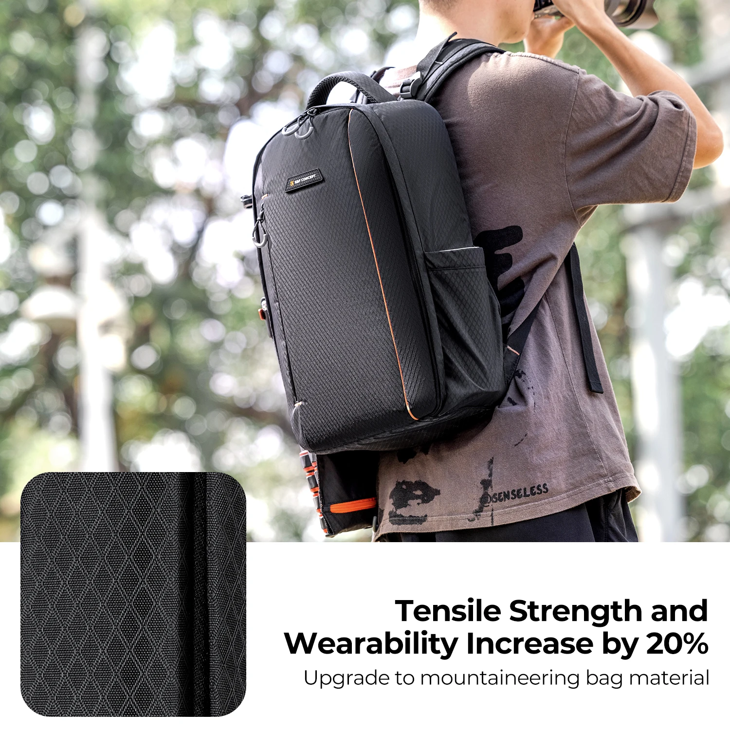 K&F Concept Camera Bag 18L Photographers Backpack Travel Waterproof Photography Camera Bag For Canon/DSLR Camera Laptop Tripod