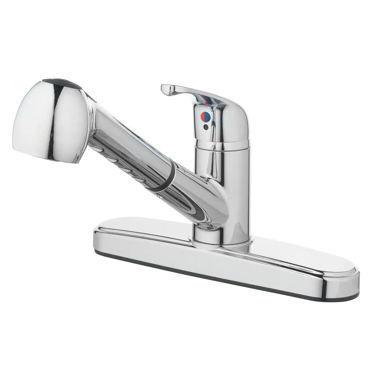 

Single Handle Kitchen Sink Faucet with Pull-Out Sprayer and Chrome Finish Two feature options stream or spray