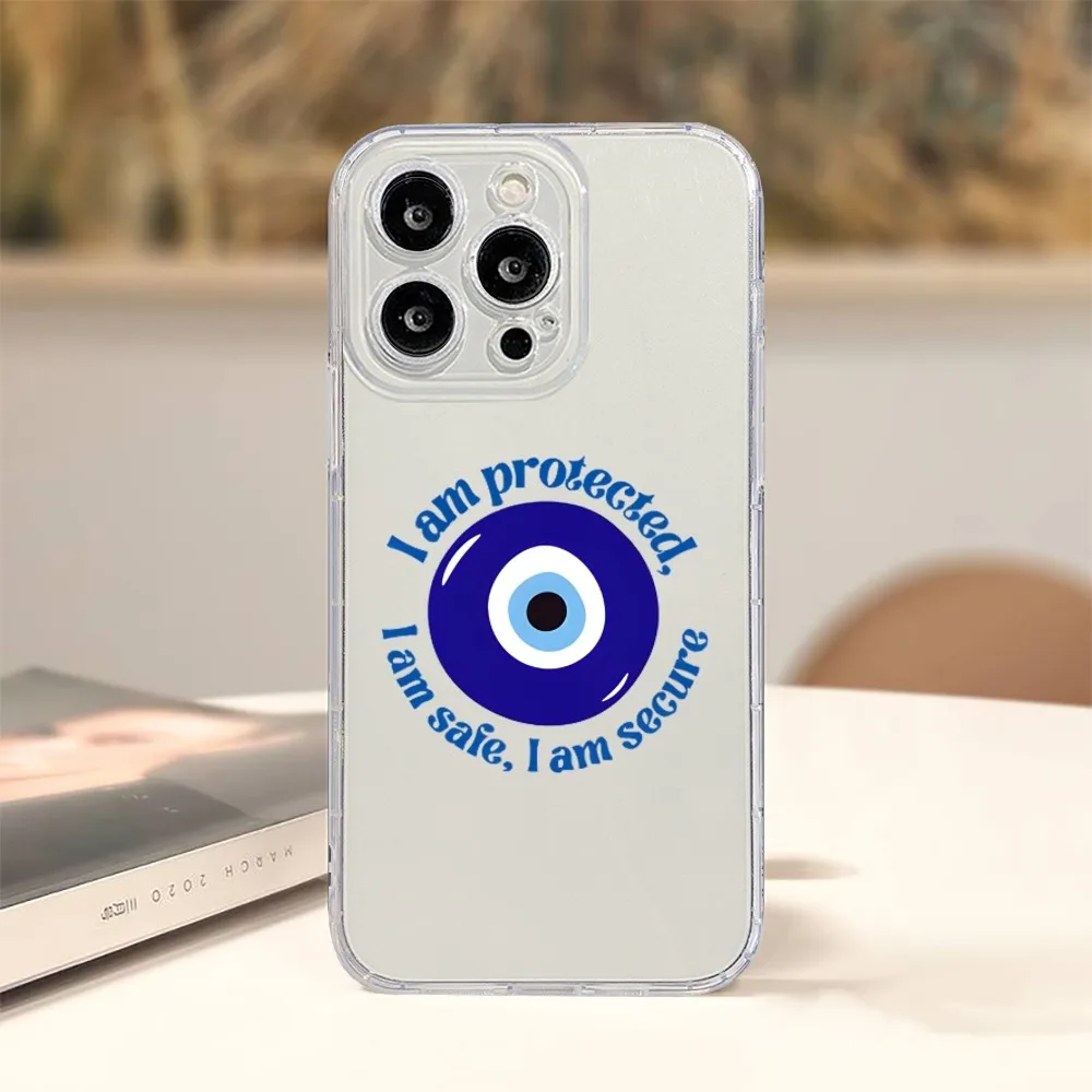 Turkish Lucky Blue Evil Eye Phone Case For Iphone 16 15 11 13 14 Pro Max 7 8 Plus X Xr Xs Max 12mini Transparent Cover