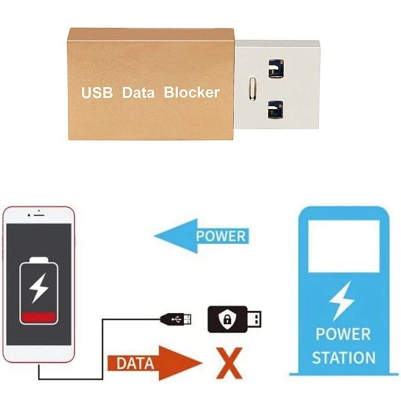 HOT-5PCS USB Data Blocker Charge-Only USB Blocker Adapter For Blocking Data Sync Protect Against Juice Jacking