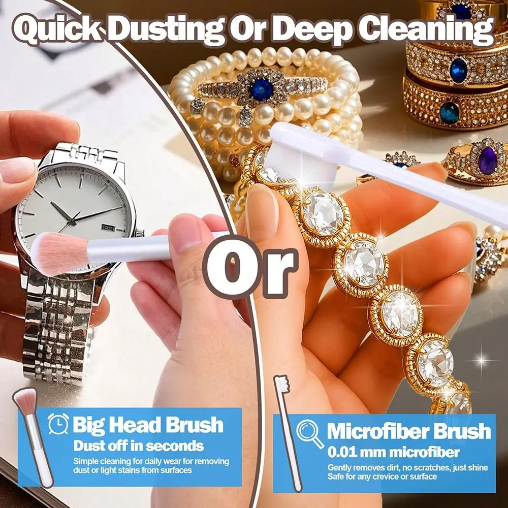 

NEW Gentle Cleaning Jewelry Cleaning Kit Soft Bristles Non-Scratch Jewelry Cleaner Cleaning Polishing Cloth Earring Cleaning