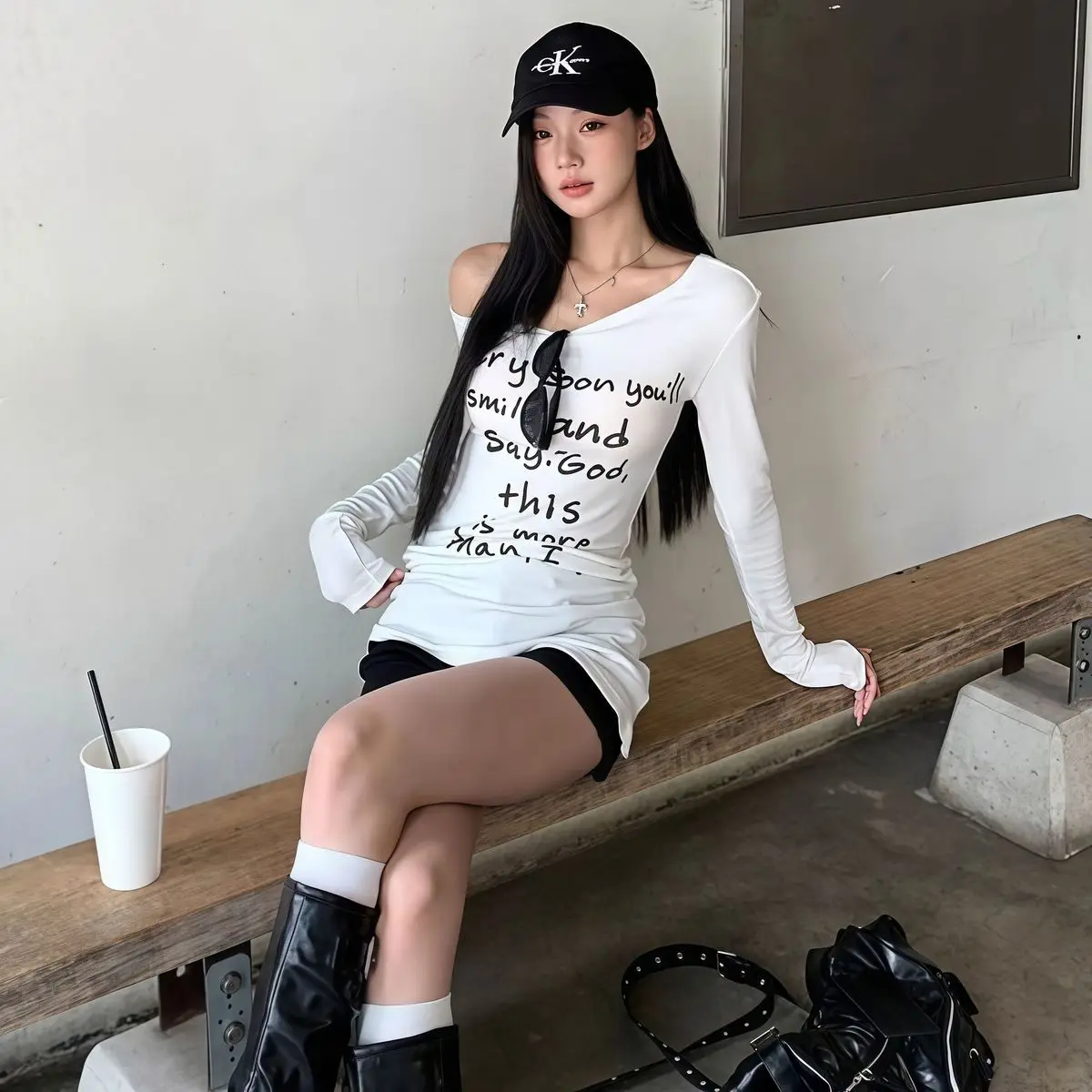 

Long Sleeved T Shirts Oversize Cartoon Womens Autumn Buttoned Collar Pleat Waist Casual British Style Student Layered School Tee