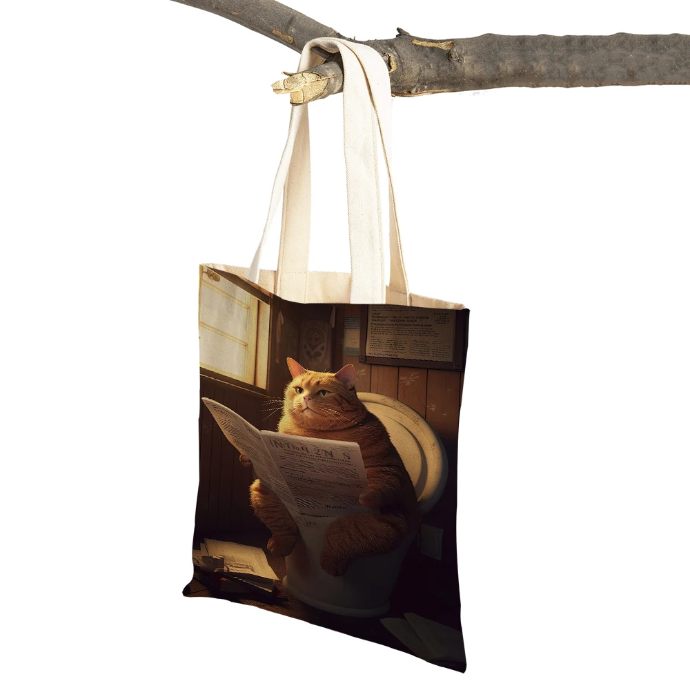 

Famous painting Funny Kawaii Cat Women Designer Tote Shopper Bags Reusable Shopping Bag For Groceries Shoulder Handbag for Lady