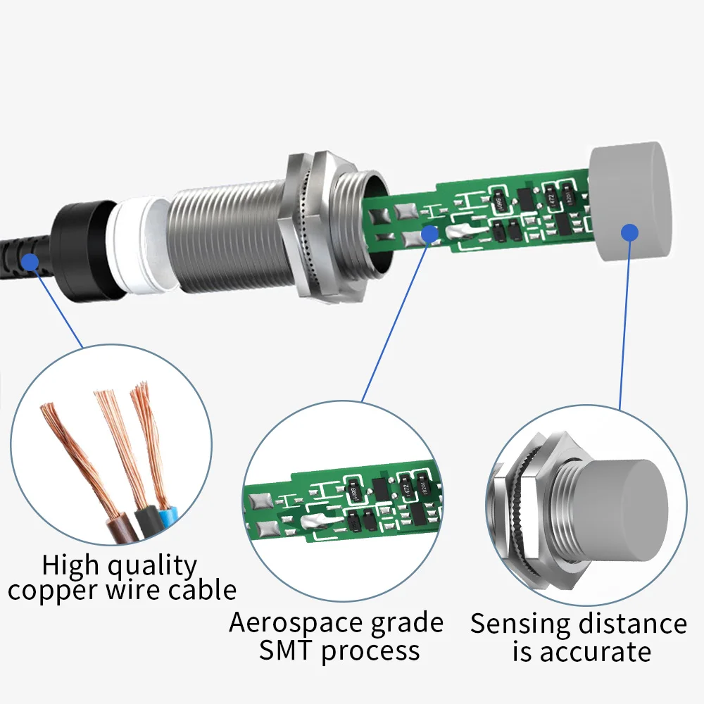 Imagem -03 - Gtric Sensores de Proximidade Indutiva de Longa Distância M18 Npn Pnp 1030v Alcance de Detecção cc mm 16 mm sem Rubor Flush Interruptor sem Contato