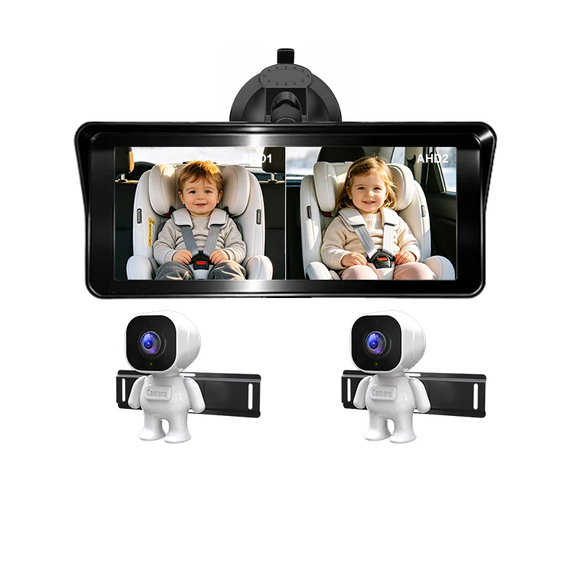 Caméra de voiture pour bébé - 6,86 pouces - Caméra arrière avec pare-soleil et moniteur avec vision 
