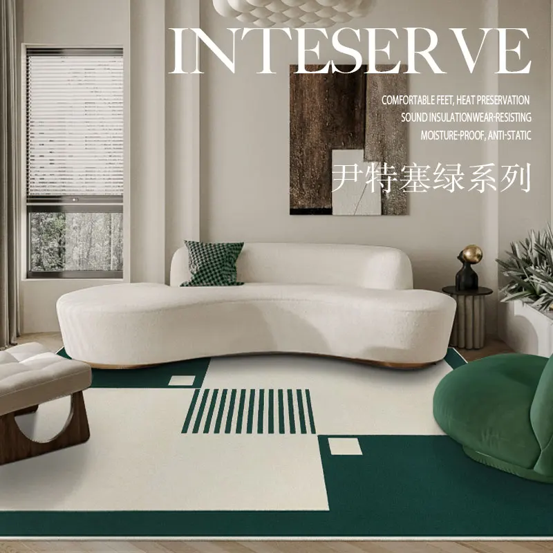 Light Luxury Carpets for Living Room Large Area Bedroom Decor Bedside Carpet Home Vintage Green Floor Mat Washable Lounge Rug