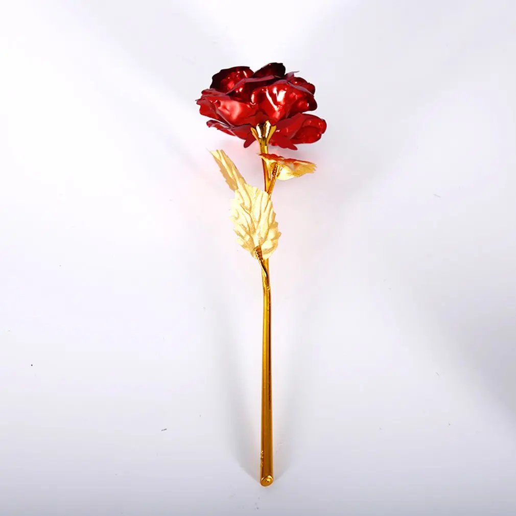 HOT 24K Foil Gold Rose Plated Rose Wedding Decoration Flower Valentine's Day Gift Mom Lover's Rose Artificial Wedding Decoration