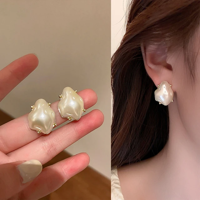 JWER New Elegant French Baroque Pearl Earrings Korean Fashion Irregular Jewelry for Woman Girls Exquisite Unusual Accessories AliExpress 36