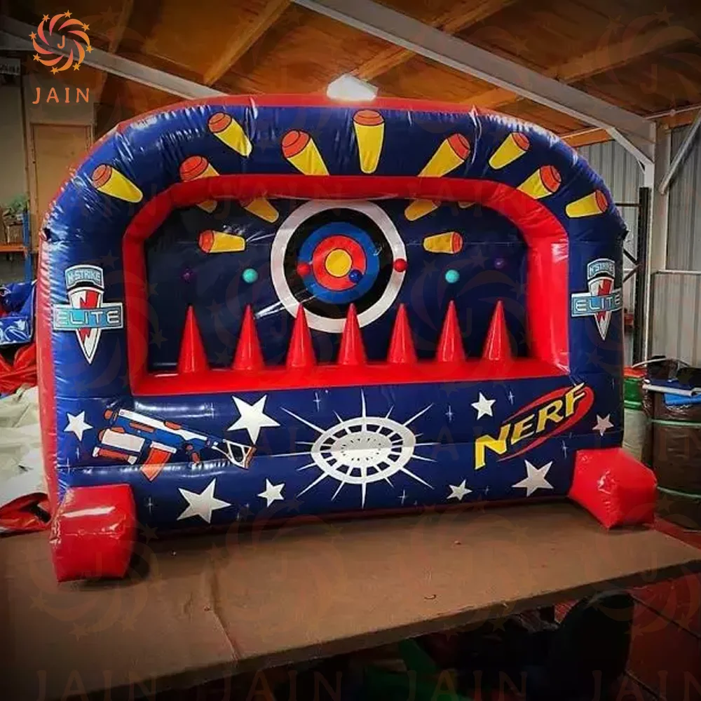 Inflatable Interactive เกมลูกดอกเกมระยะการยิงพองเกม Inflatable Nerf Shooting Range สําหรับ Carnival กลางแจ้ง