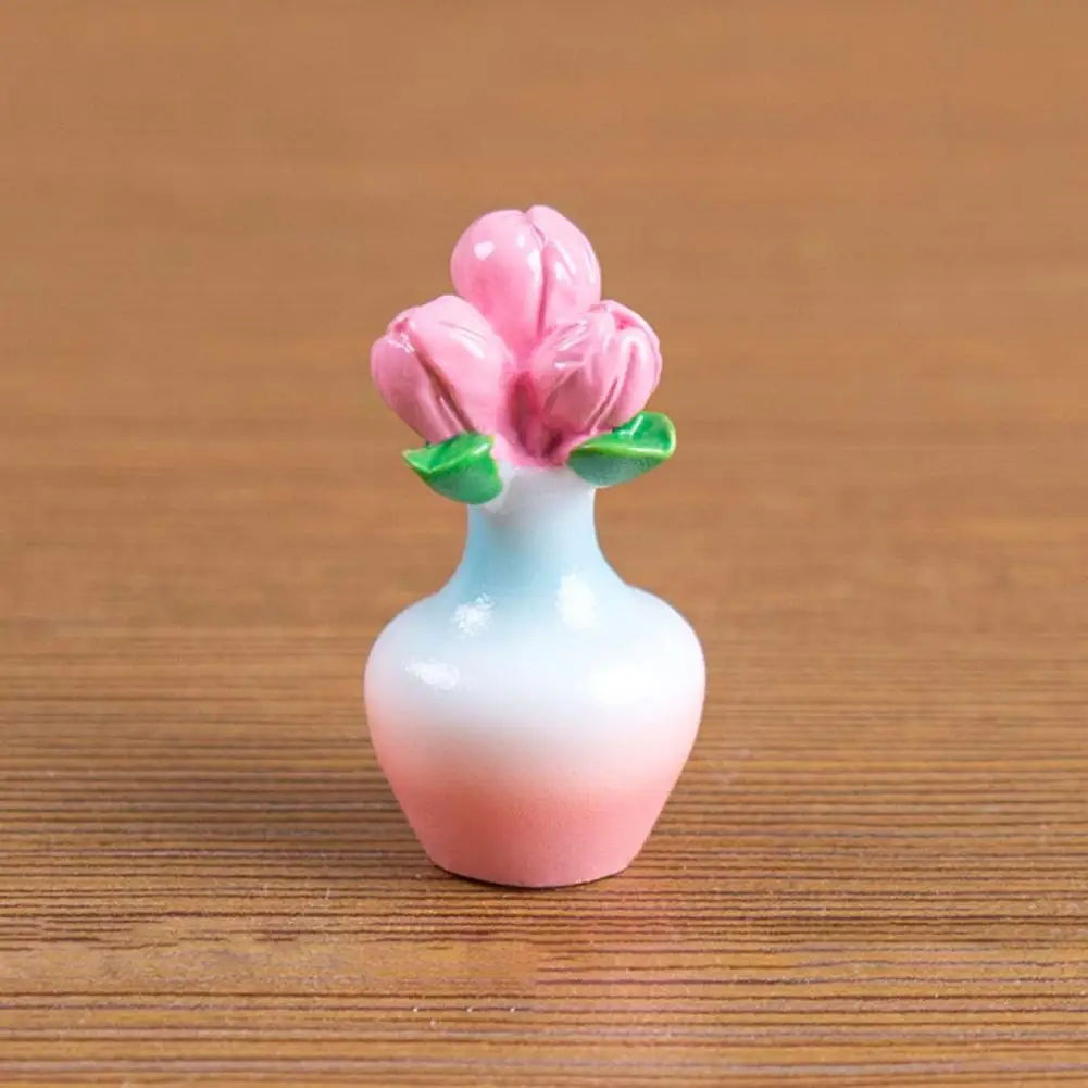 Natural Feeling Decor Instant Relaxation Decor Mini Vase Ornament Set for Stress Relief Desktop Decor Resin Bouquet Mini Garden