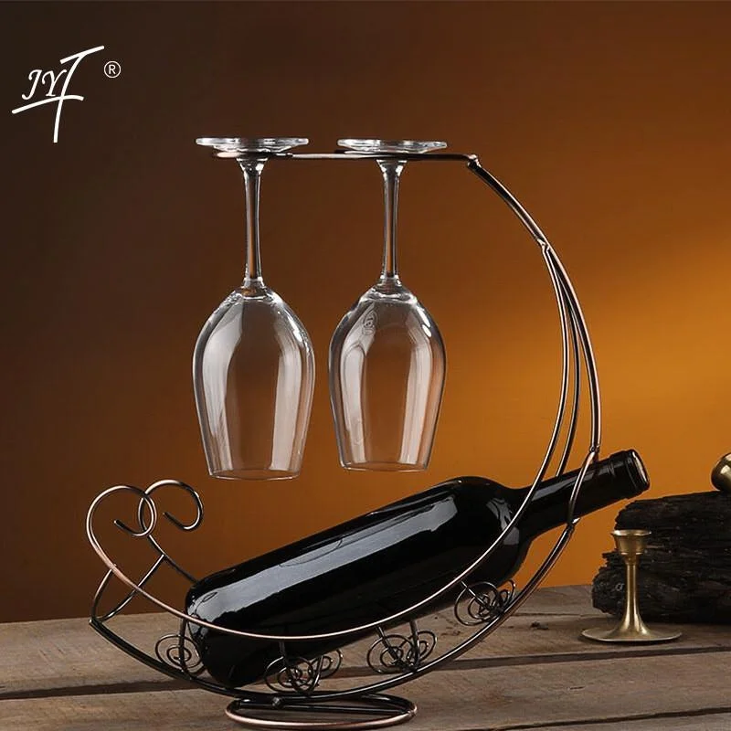 

Creative Wine Bottle Ra Display Stand Red Wine Glass Holder Home Decorative Accories Iron Material Wine Cabinet Set