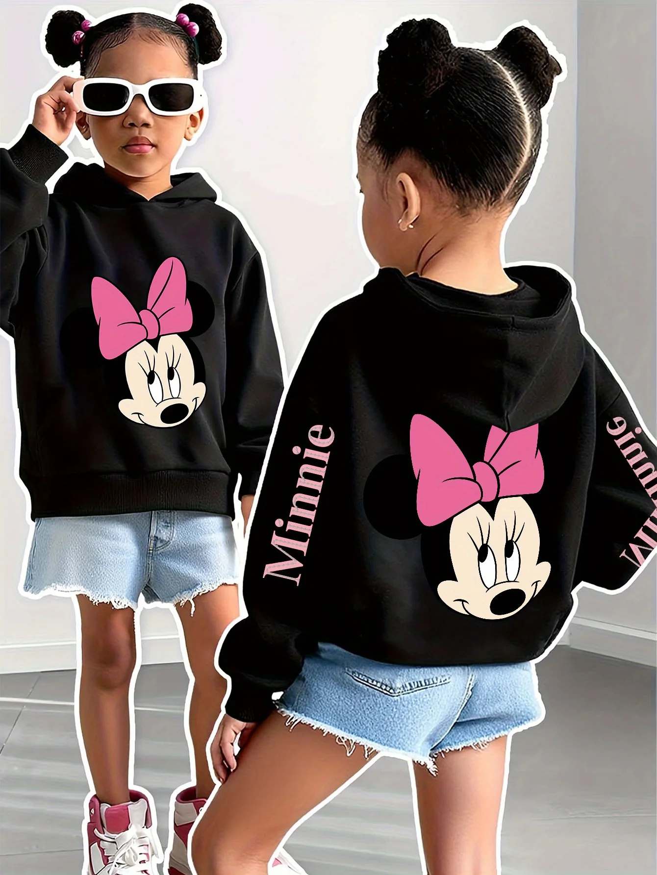 

Children's Clothing Minnie Mouse Girls Hoodie Long Sleeve Pullover Kids Gift Cute Minnie Face Print Girls Fashion Casual Hoodies