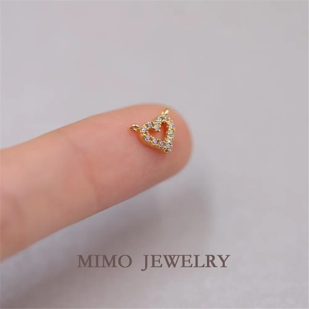 Gold-plated zircon micro-set Heart shaped double pendant with 14K gold copper plated DIY hand fitting