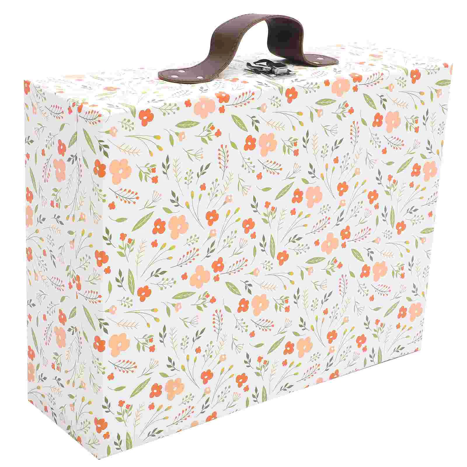 Vintage Decor Portable Storage Box Paper Gift Suitcase Wedding Party Supplies Mini Festival Holder Bride