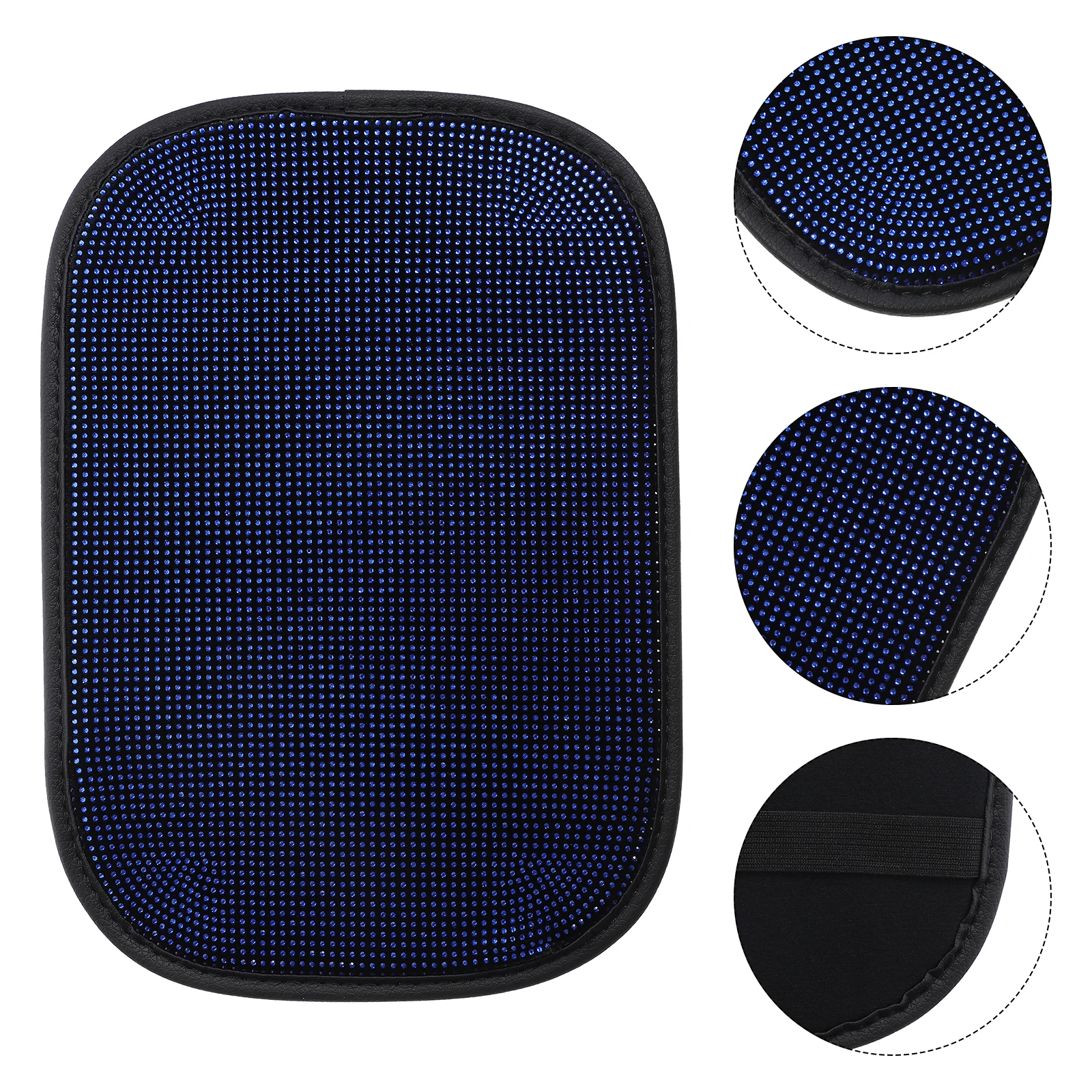 

Elastic Car Armrest Cover Cushion Rhinestone Decor Breathable Comfort Console Box Protector Scratch Proof Easy Install