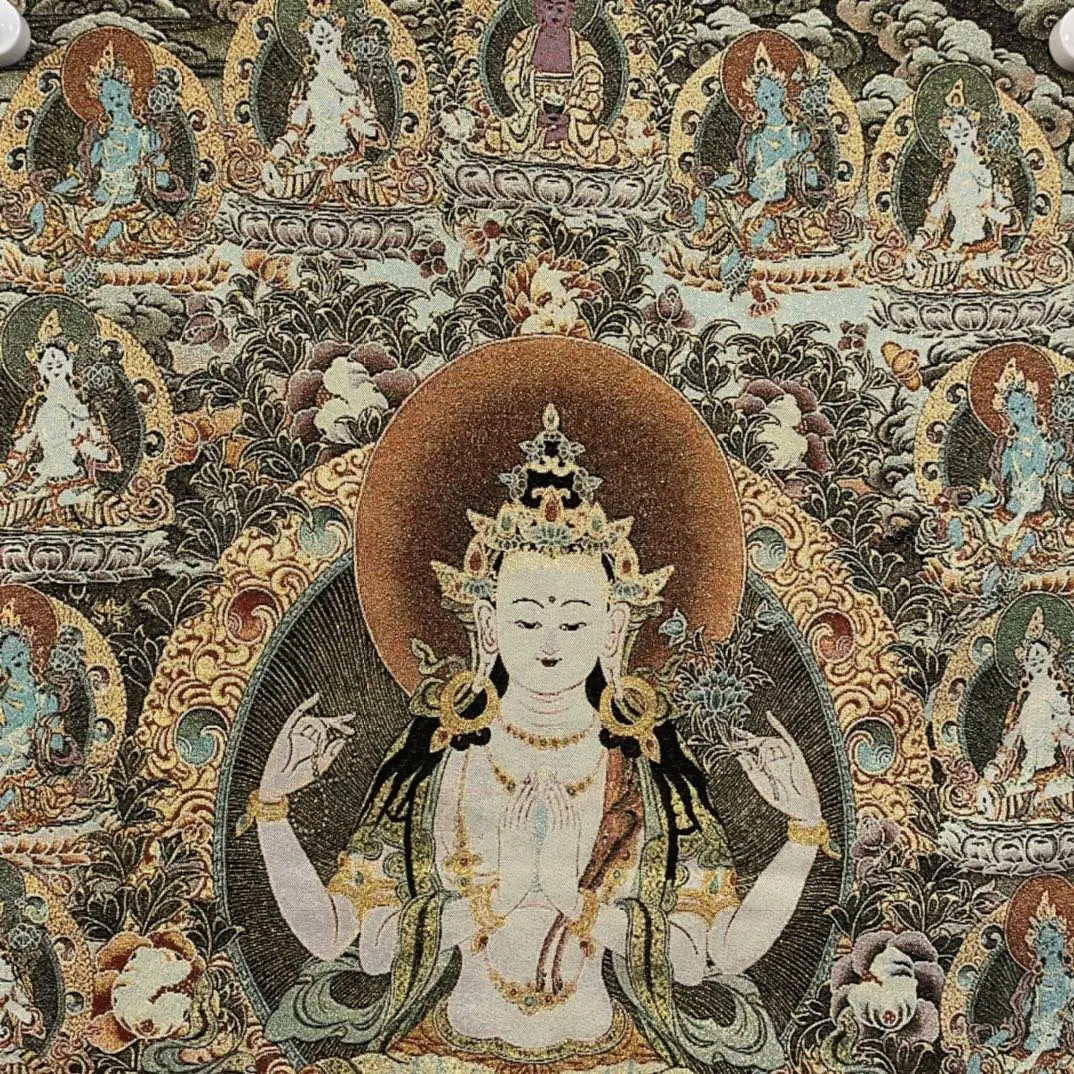 Diamond Embroidery Buddhist Avalokitesvara Bodhisattva Portrait Cross Stitch Four-armed Avalokitesvara Buddha Mural Canvas Paint