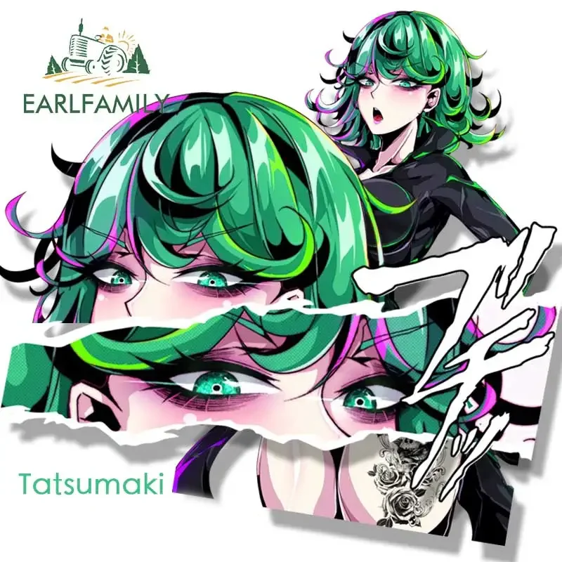 EARLFAMILY Gyaru Tattoo Tatsumaki Fanart Car Sticker JDM Anime Bald Man Sketch Waifu Decal NSFW Peek Girl Graffiti Stickers