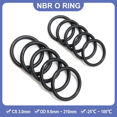 10/50 Uds NBR junta tórica CS 3mm OD 9mm ~ 210mm junta tórica de sellado de goma junta de plomería resistente al aceite anillo de alta temperatura