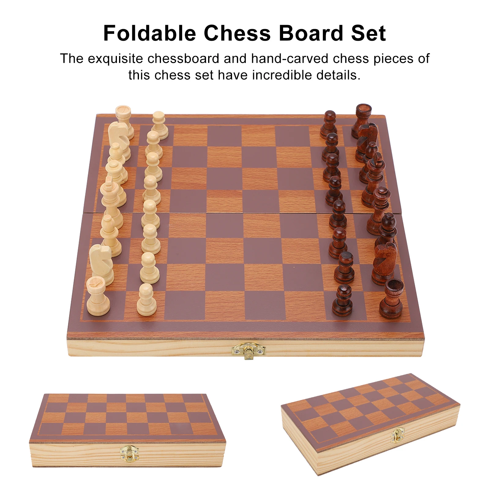 

Chess Set Foldable Chess Board Set Wooden Travel Portable Foldable Medium Chess Board Set for Kids and Adults Wooden Chess