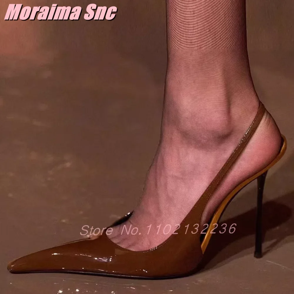 Satin Pointed Toe Slingback Sandals Stiletto High Heels Shallow Sexy Fashion Women's Dress Shoes Banquet Party New Runaway 2025 view 4