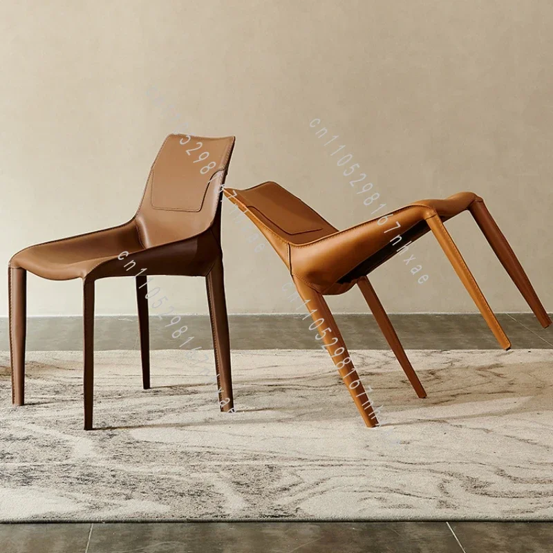 Dining Chair Modern Living Room Chairs Portable Dining Room Sets Durable Interior Furniture for Kitchen with Backrest Leather