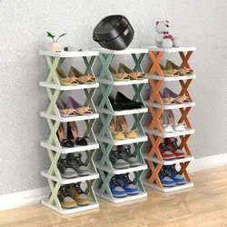 Two-Layer Shoe Rack Shoe Organizer, Plastic Shoe Rack Storage Organizer For Entryway, Space-Saving Floor-Standing Storage Rack